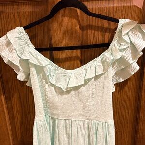 Francesca's Collections Light Green Ruffle Mini Dress